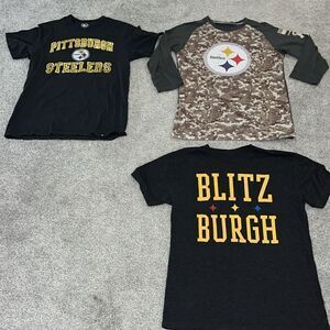 Vintage Cotton Digi Camo Pittsburgh Steelers Football Team LS T Shirt Lot of 3